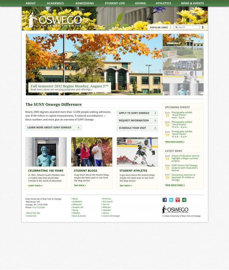 SUNY Oswego Homepage Concept